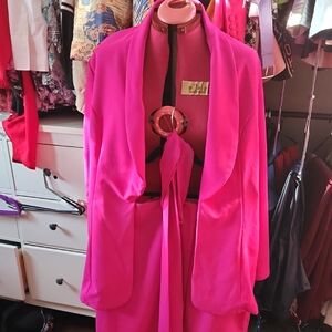 Vibrant Pink Blazer and Dress Set